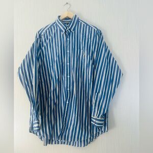 Ralph Lauren Men's Blue and White Striped Shirt